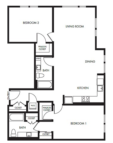 Two Bedroom Two Bath Podium - 1237 E-123 floor plan